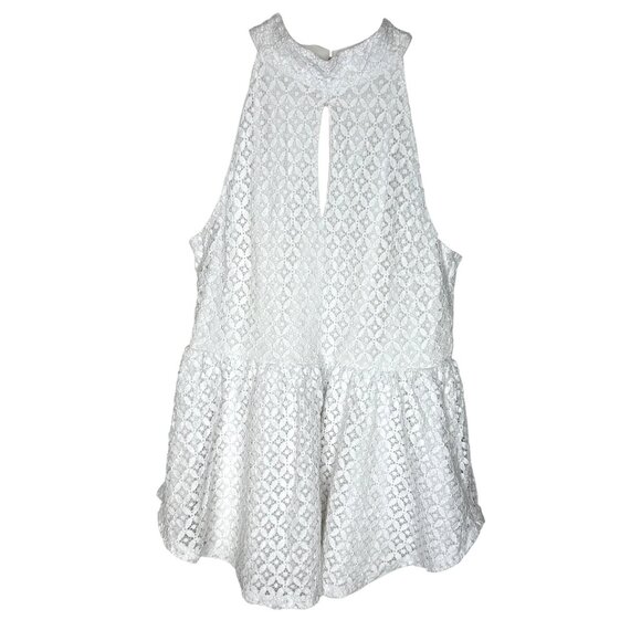 Kaari Blue Women’s Medium White Lace Peplum Halter Top - Picture 1 of 12